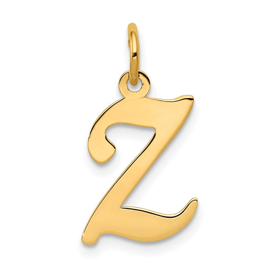 14k Yellow Gold 14KY Script Letter Z Initial Charm