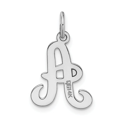 14k White Gold 14KW White Gold Script Letter A Initial Charm