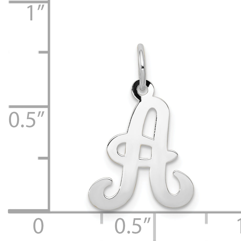 14k White Gold 14KW White Gold Script Letter A Initial Charm