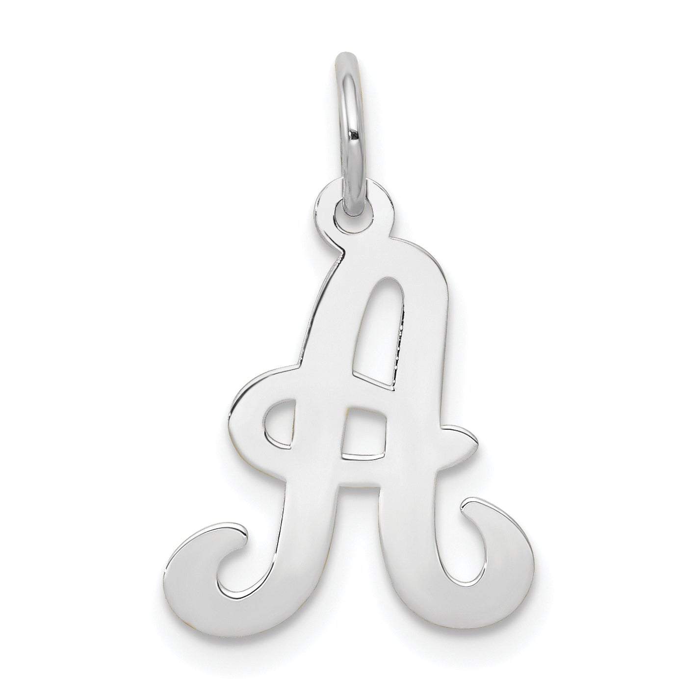 14k White Gold 14KW White Gold Script Letter A Initial Charm