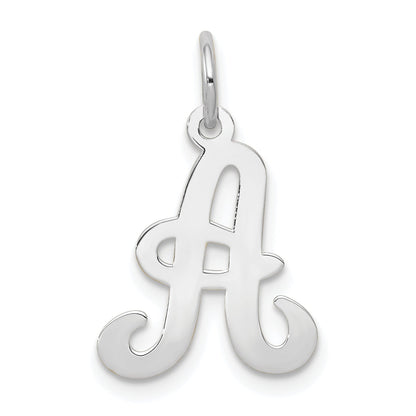 14k White Gold 14KW White Gold Script Letter A Initial Charm