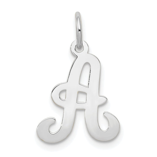 14k White Gold 14KW White Gold Script Letter A Initial Charm