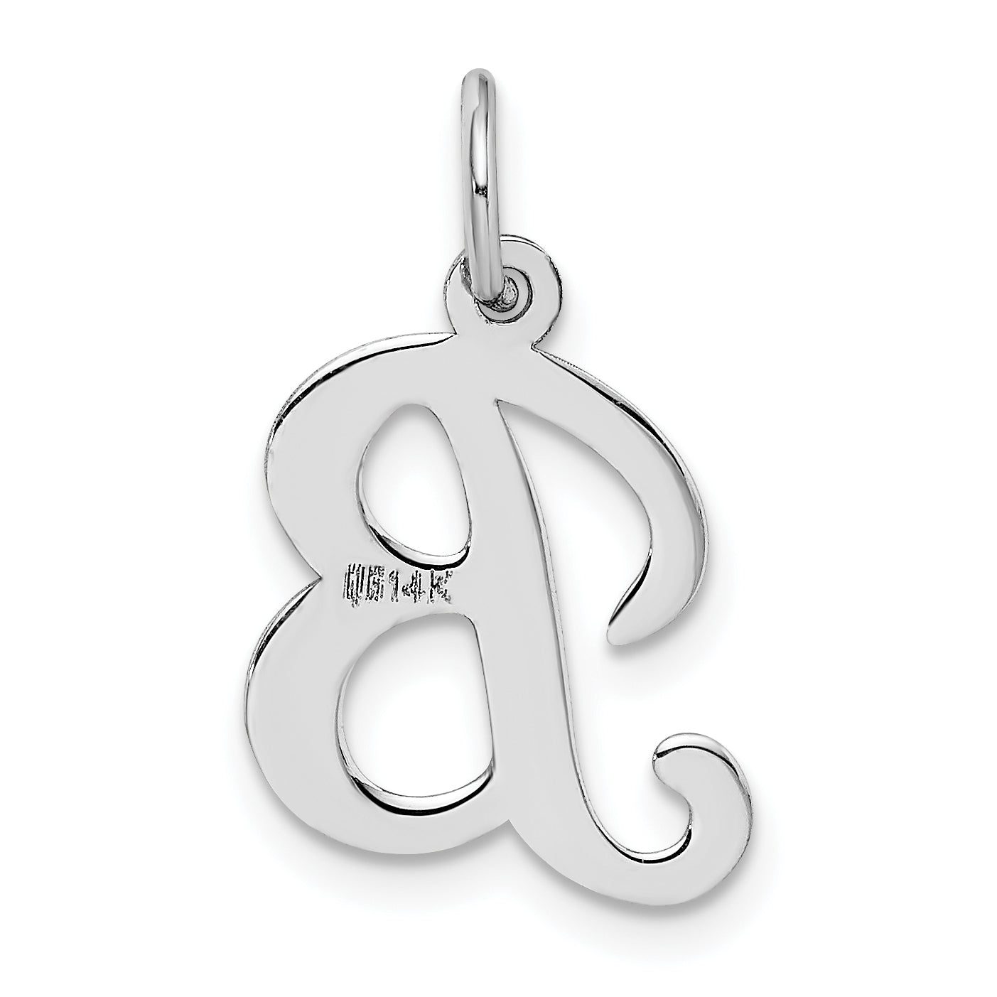 14k White Gold 14KW White Gold Script Letter B Initial Charm