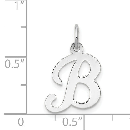 14k White Gold 14KW White Gold Script Letter B Initial Charm