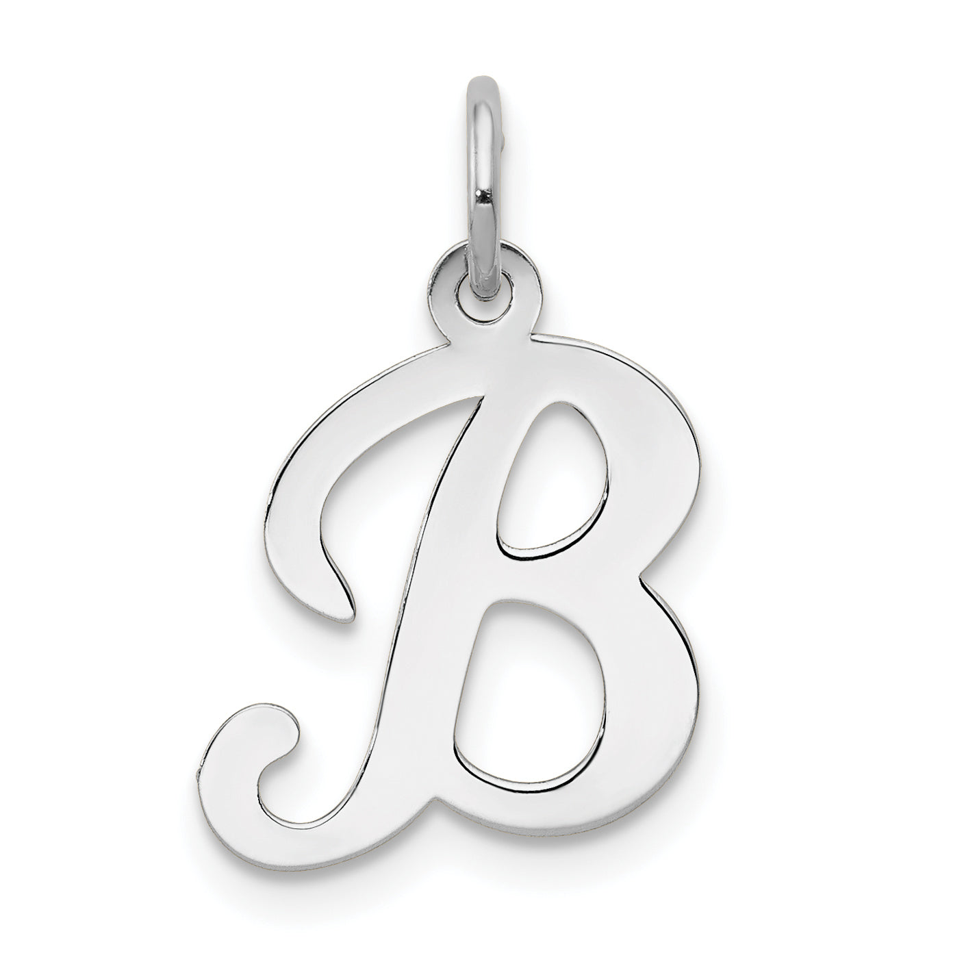14k White Gold 14KW White Gold Script Letter B Initial Charm