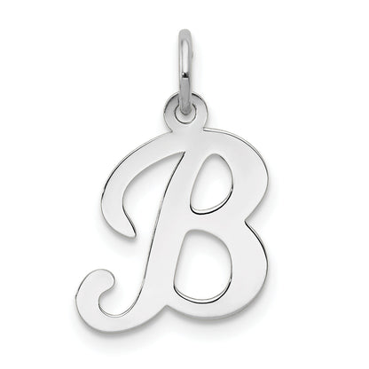 14k White Gold 14KW White Gold Script Letter B Initial Charm