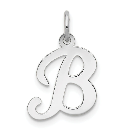 14k White Gold 14KW White Gold Script Letter B Initial Charm