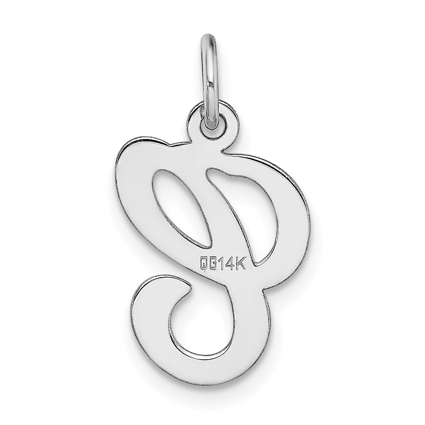 14k White Gold 14KW White Gold Script Letter C Initial Charm