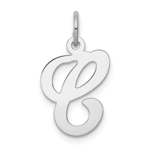 14k White Gold 14KW White Gold Script Letter C Initial Charm