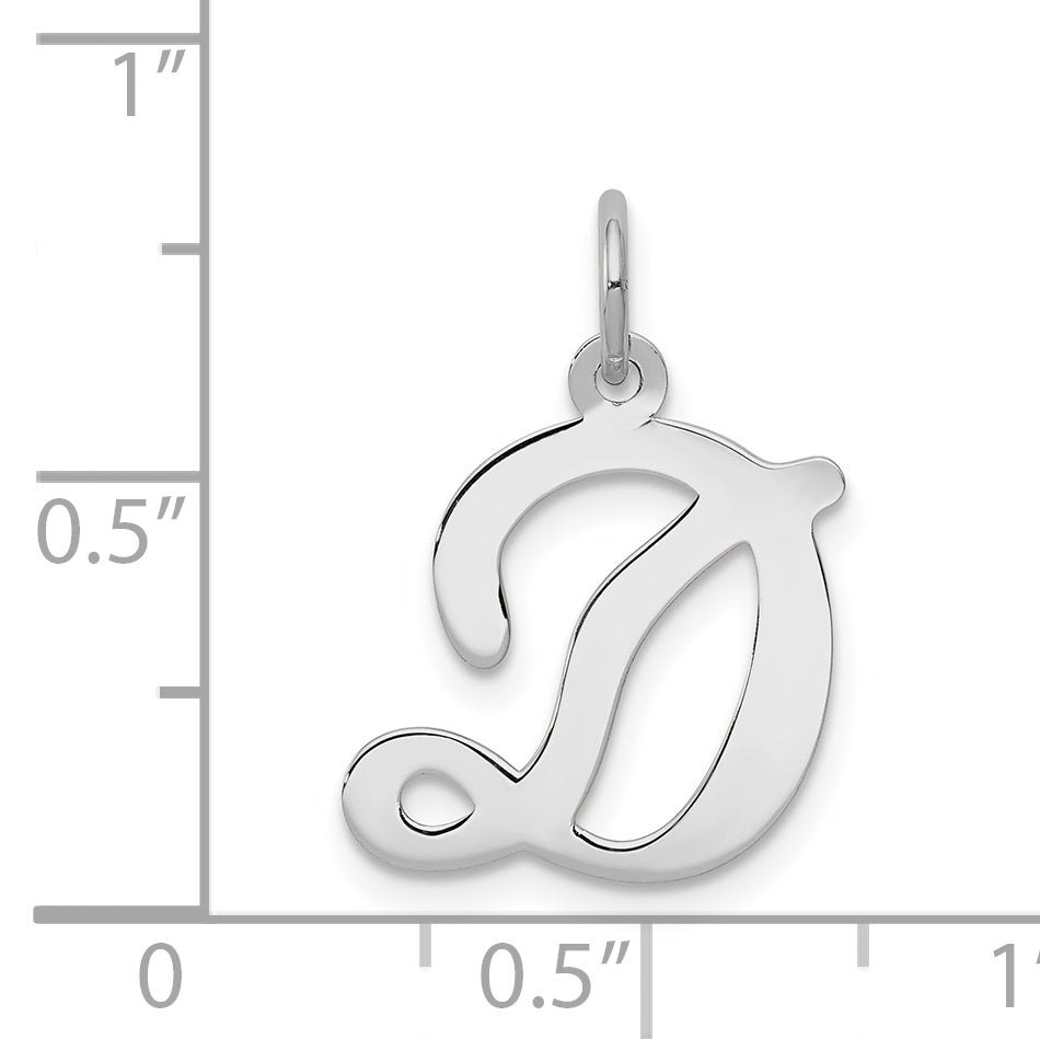 14k White Gold 14KW White Gold Script Letter D Initial Charm