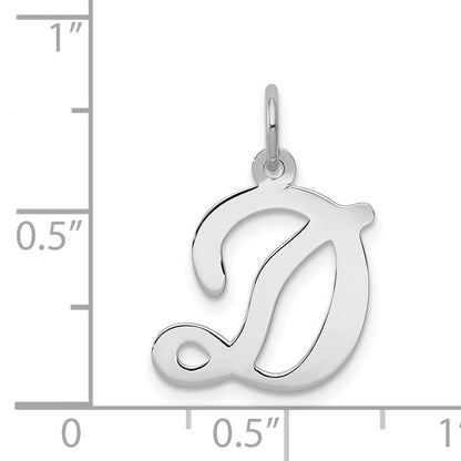 14k White Gold 14KW White Gold Script Letter D Initial Charm