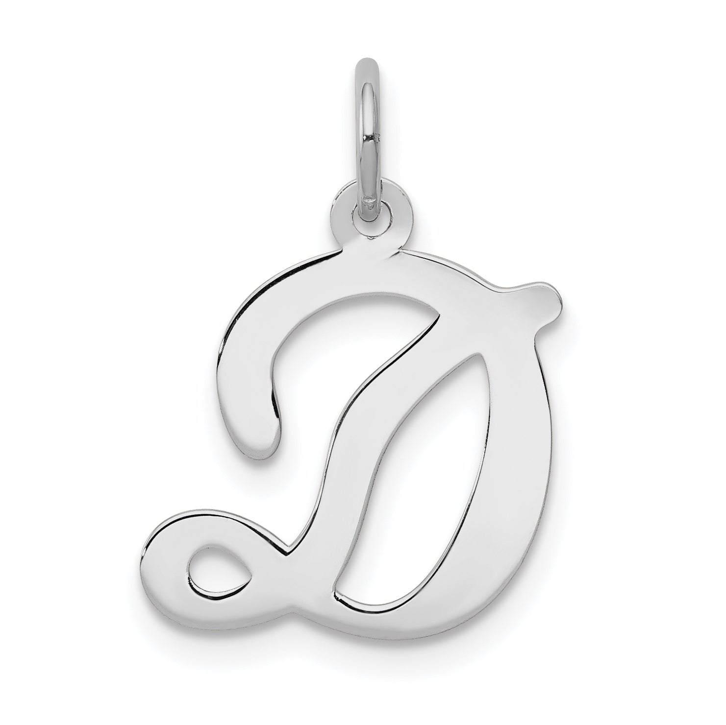 14k White Gold 14KW White Gold Script Letter D Initial Charm
