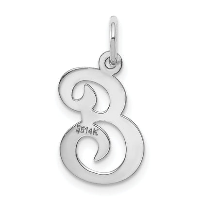14k White Gold 14KW White Gold Script Letter E Initial Charm