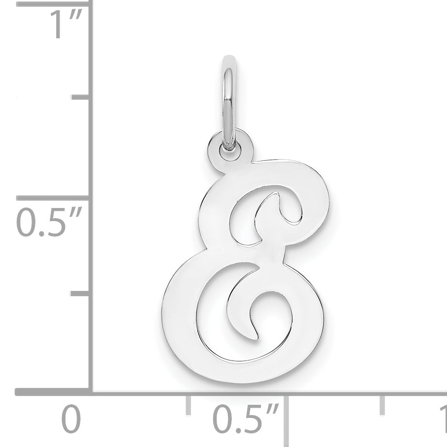 14k White Gold 14KW White Gold Script Letter E Initial Charm