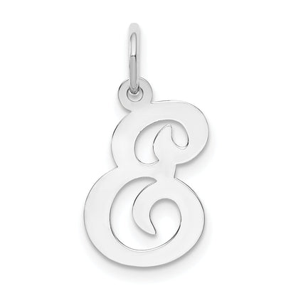 14k White Gold 14KW White Gold Script Letter E Initial Charm