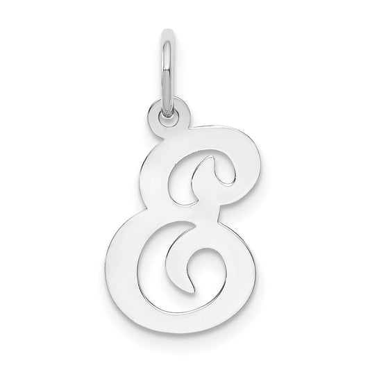 14k White Gold 14KW White Gold Script Letter E Initial Charm
