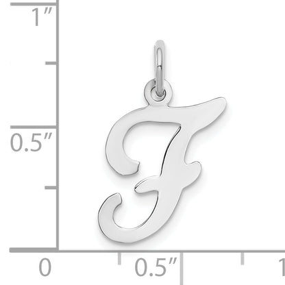 14k White Gold 14KW White Gold Script Letter F Initial Charm