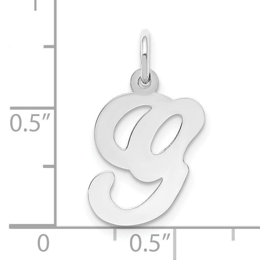 14k White Gold 14KW White Gold Script Letter G Initial Charm