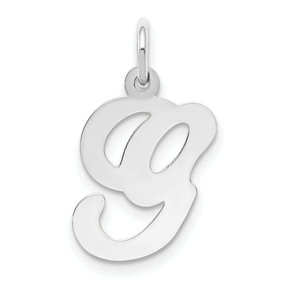 14k White Gold 14KW White Gold Script Letter G Initial Charm