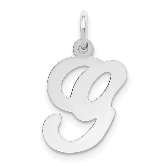 14k White Gold 14KW White Gold Script Letter G Initial Charm