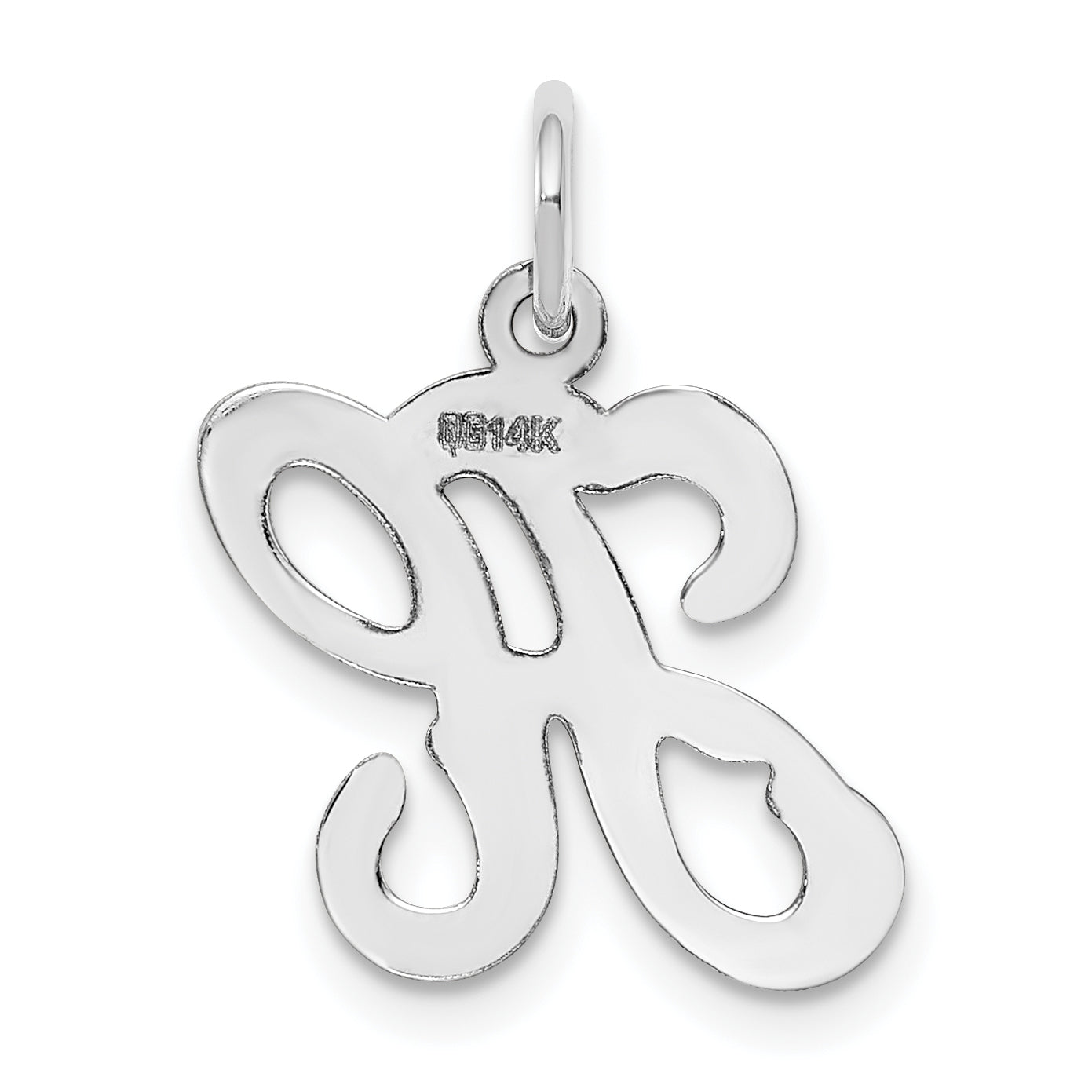 14k White Gold 14KW White Gold Script Letter H Initial Charm