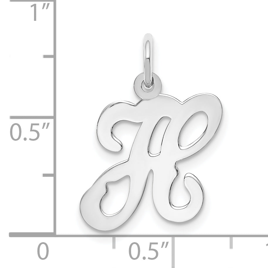 14k White Gold 14KW White Gold Script Letter H Initial Charm