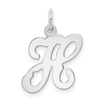 14k White Gold 14KW White Gold Script Letter H Initial Charm