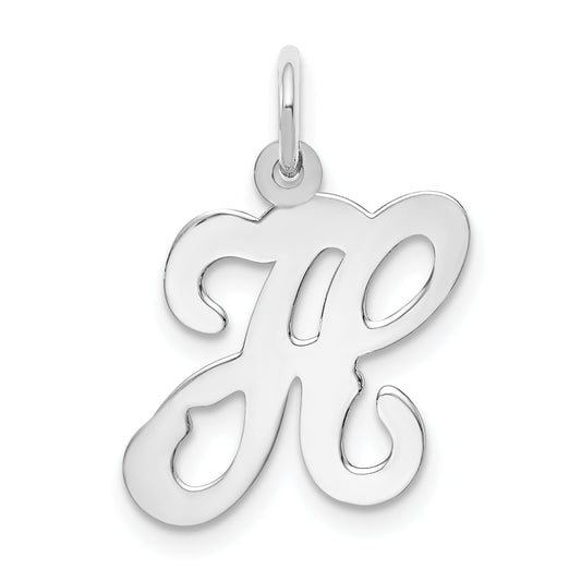 14k White Gold 14KW White Gold Script Letter H Initial Charm