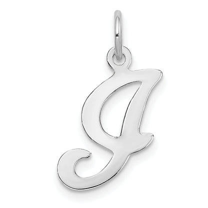 14k White Gold 14KW White Gold Script Letter I Initial Charm