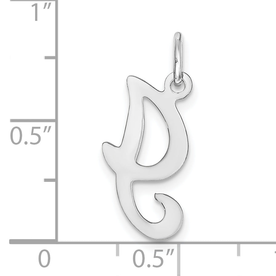 14k White Gold 14KW White Gold Script Letter I Initial Charm