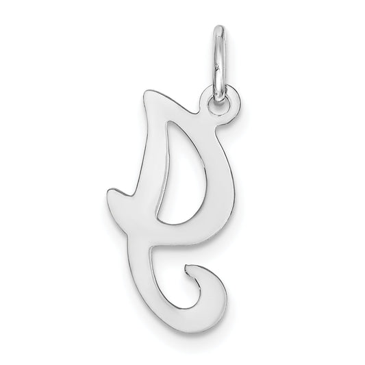 14k White Gold 14KW White Gold Script Letter I Initial Charm