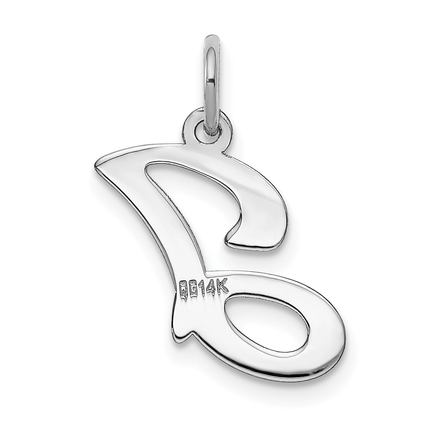 14k White Gold 14KW White Gold Script Letter J Initial Charm