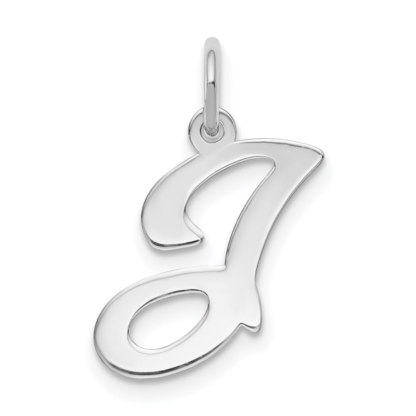 14k White Gold 14KW White Gold Script Letter J Initial Charm