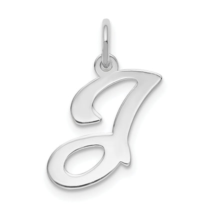 14k White Gold 14KW White Gold Script Letter J Initial Charm