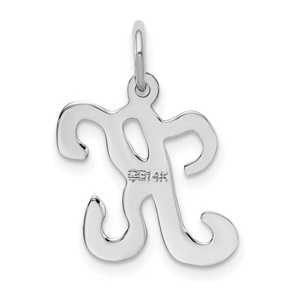 14k White Gold 14KW White Gold Script Letter K Initial Charm
