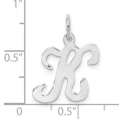 14k White Gold 14KW White Gold Script Letter K Initial Charm