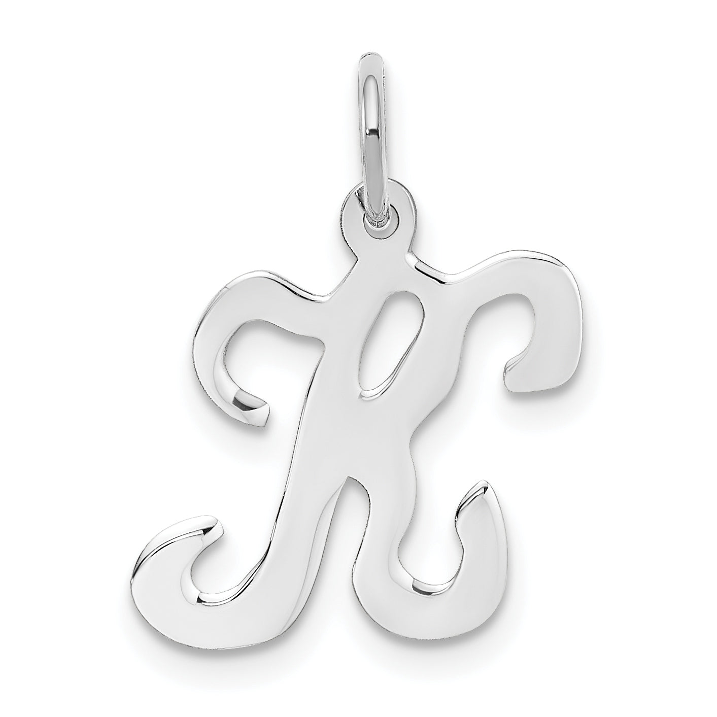 14k White Gold 14KW White Gold Script Letter K Initial Charm