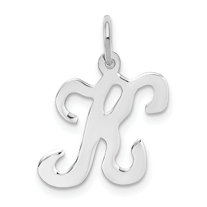 14k White Gold 14KW White Gold Script Letter K Initial Charm