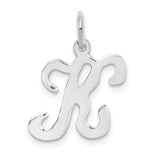 14k White Gold 14KW White Gold Script Letter K Initial Charm