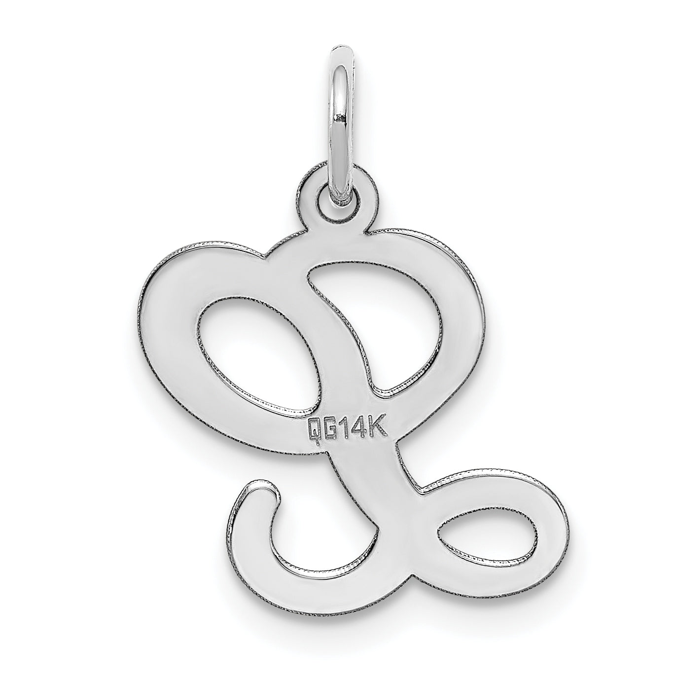 14k White Gold 14KW White Gold Script Letter L Initial Charm