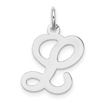 14k White Gold 14KW White Gold Script Letter L Initial Charm