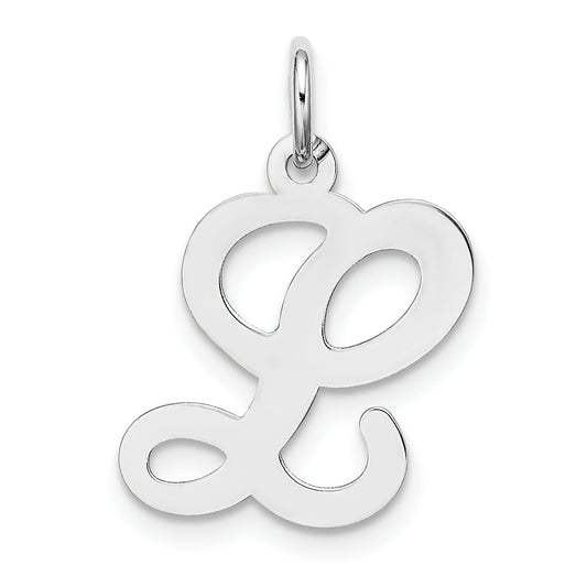 14k White Gold 14KW White Gold Script Letter L Initial Charm