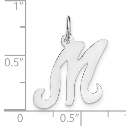 14k White Gold 14KW White Gold Script Letter M Initial Charm