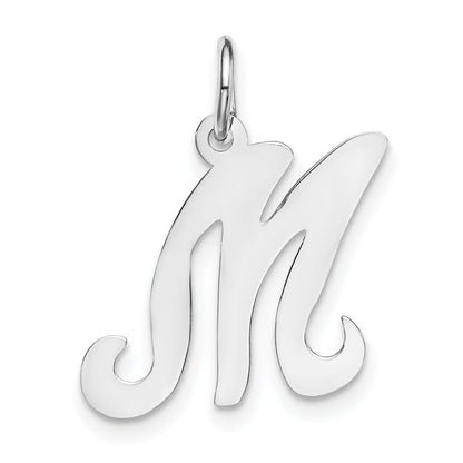 14k White Gold 14KW White Gold Script Letter M Initial Charm