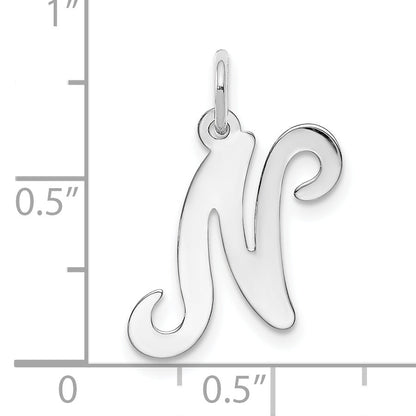 14k White Gold 14KW White Gold Script Letter N Initial Charm