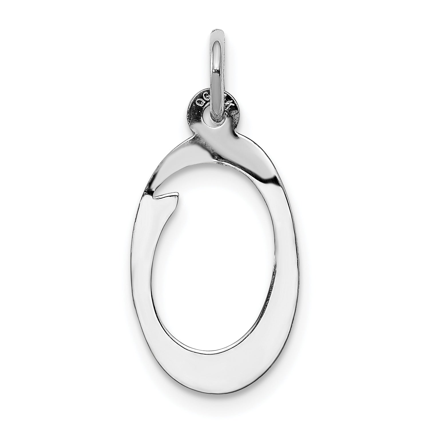 14k White Gold 14KW White Gold Script Letter O Initial Charm