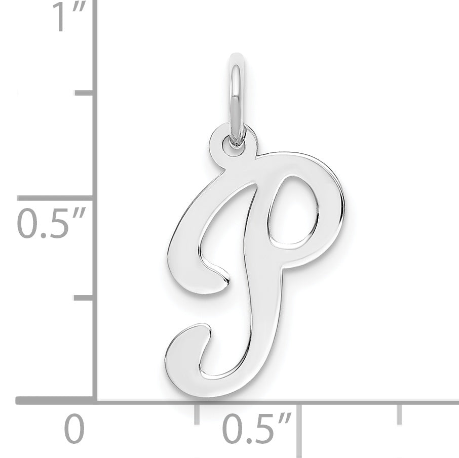14k White Gold 14KW White Gold Script Letter P Initial Charm