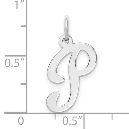 14k White Gold 14KW White Gold Script Letter P Initial Charm