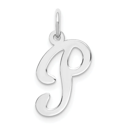 14k White Gold 14KW White Gold Script Letter P Initial Charm