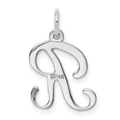 14k White Gold 14KW White Gold Script Letter R Initial Charm